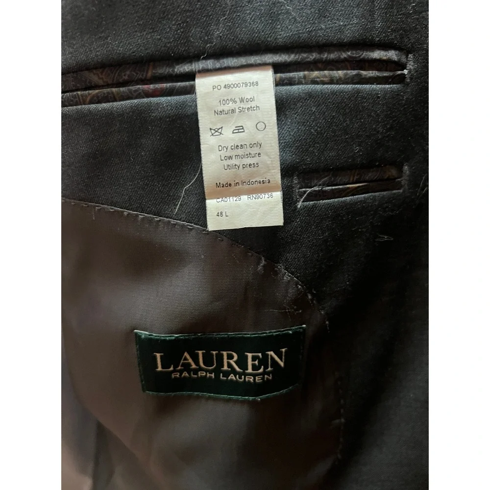 Lauren Ralph Lauren Gray 100% Wool Natural Stretch Blazer Jacket - 48 Long *Read